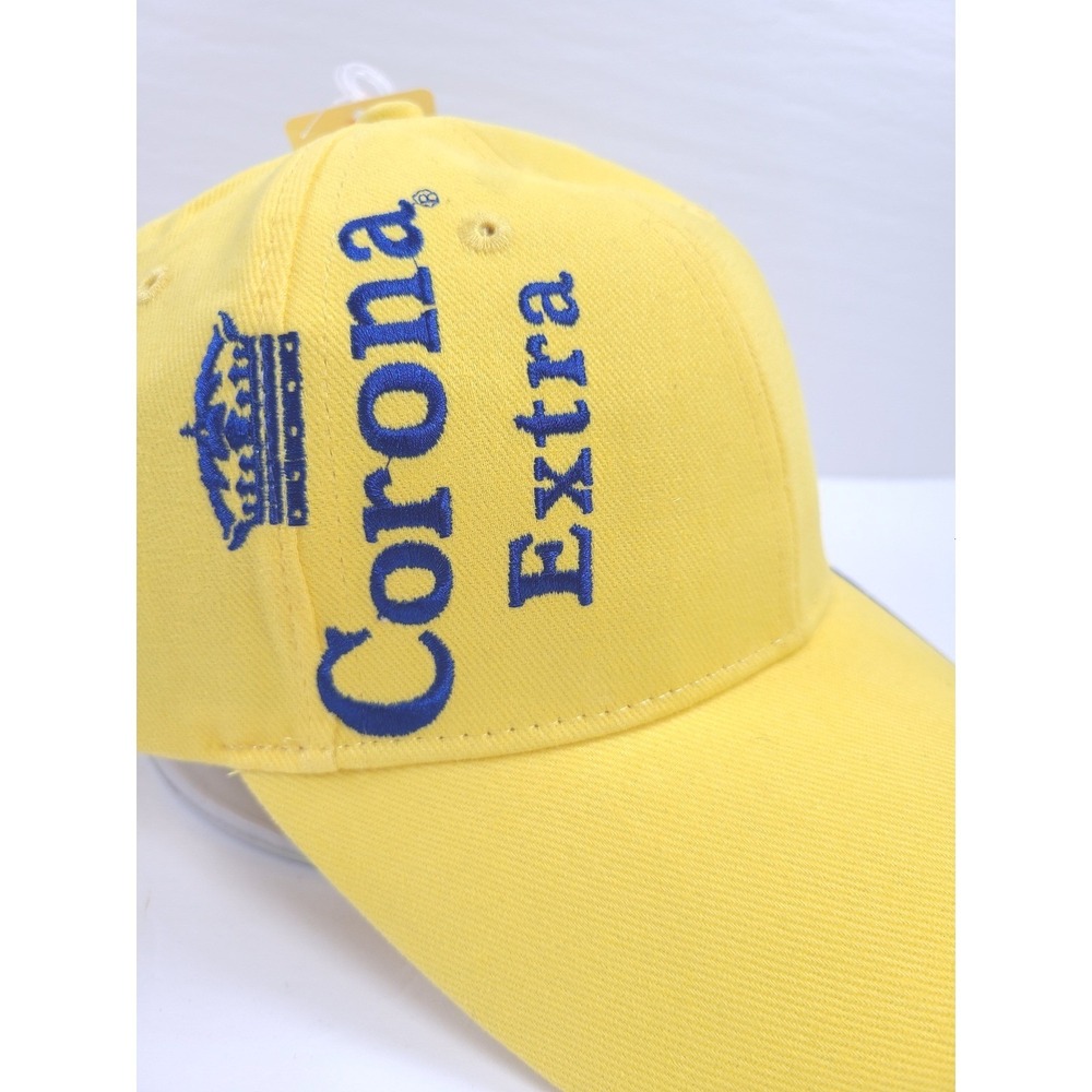 Corona Extra Beer Strapback Hat Yellow Bottle Graphic Beach Surf Coastal Casual